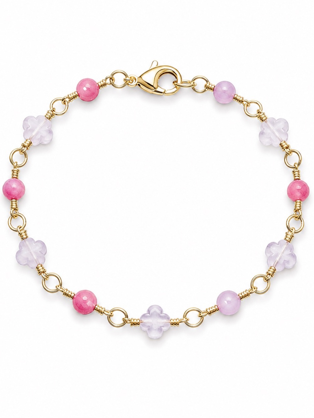 Handmade Rose Quartz and Pink Jade Bracelet